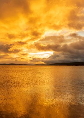 Sunset lake landscape