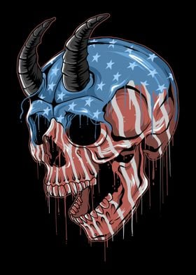 Skull with american flag