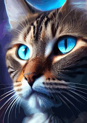 Blue Eyed Cat Art