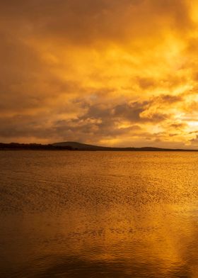 Sunset lake landscape