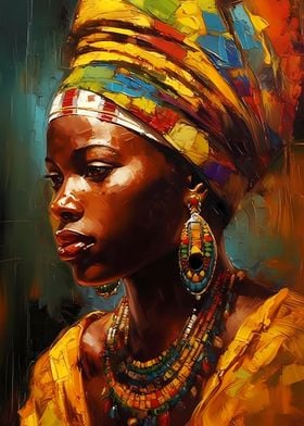 African Art Woman Painting