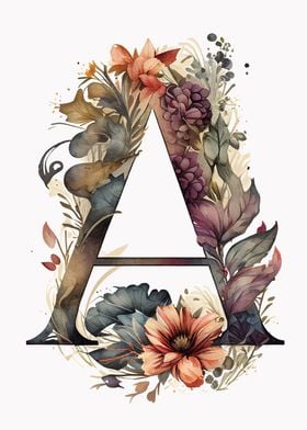 Watercolor Letter A Poster