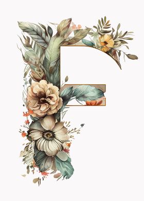 Letter F Watercolor Poster