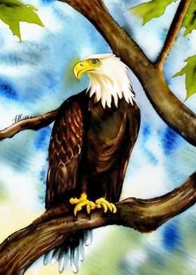 An eagle sitting on a tree