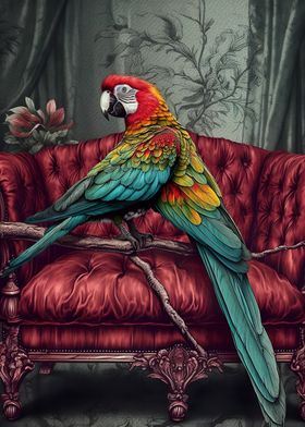 Parrot Vintage Red Couch