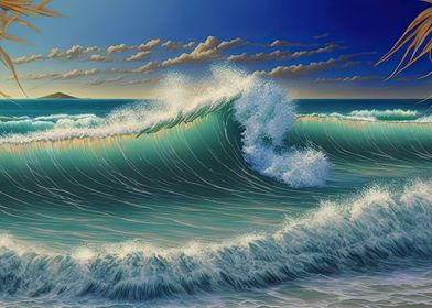 Blue ocean waves