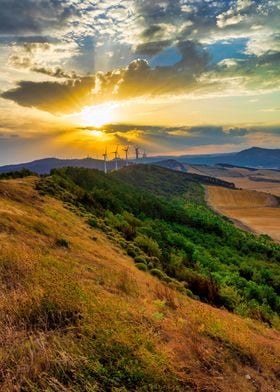 Sunset mountain landscape