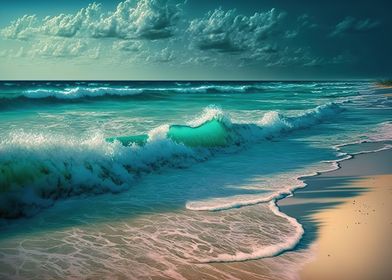 Blue ocean waves