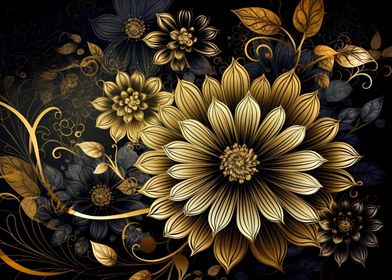 Golden floral background