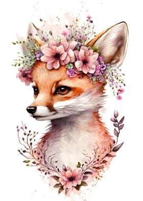 Pinky Floral Fox