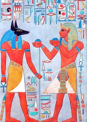 The King with Anubis