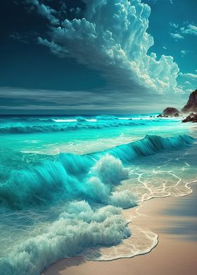 Blue ocean waves