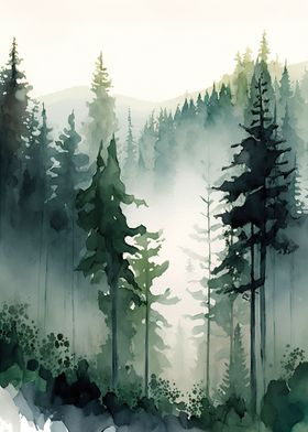 Foggy Green Forest 