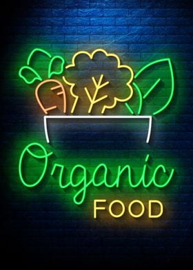 Organic food  Neon sign