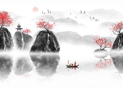 Chinese ink landscape