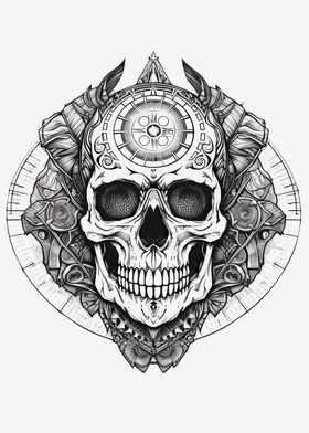 Black White Gothic Skull