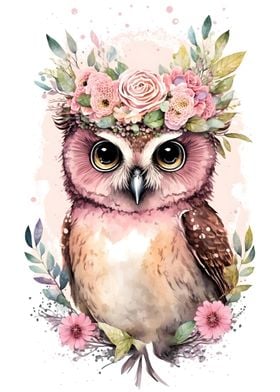 Pinky Floral Owl