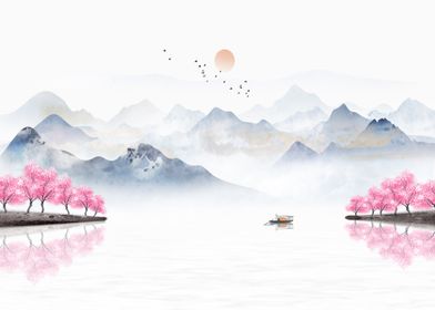 Chinese ink landscape