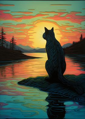Cat Sunset