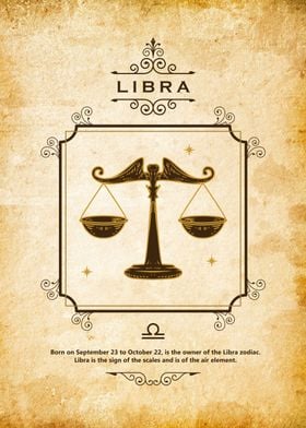 retro libra zodaic