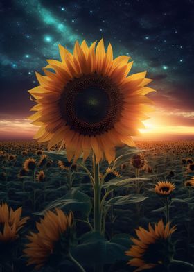 Sunflower Night Milky Way