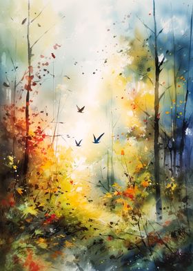 Watercolor Forest Art