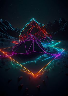 Neon Geometric Nature Art