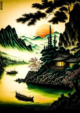 Japan Landscap Watercolor