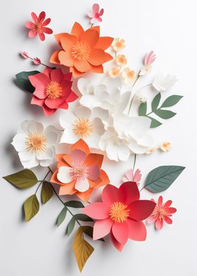 Paper flowers with leaves 