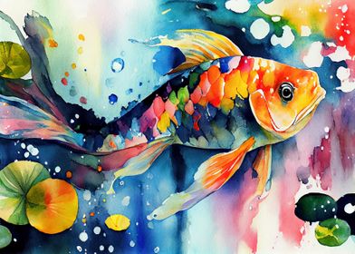 Colorful Koi fish Painting