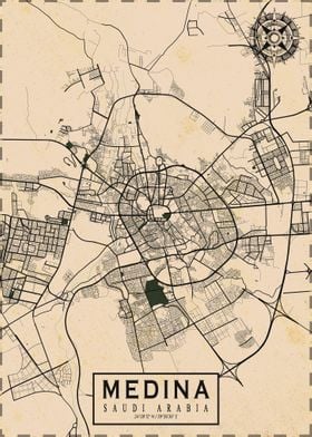 Medina City Map Vintage