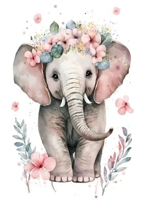 Pinky Floral Elephant