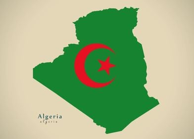 Algeria map with flag