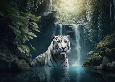 white tiger and water cave