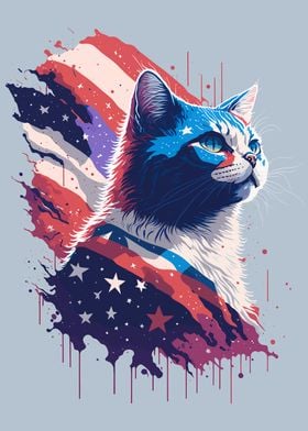 Cat USA Patriot Flag