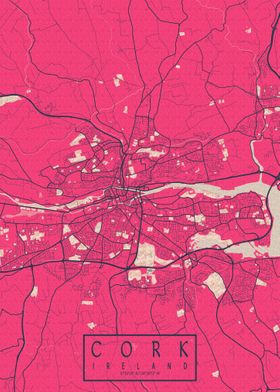 Cork City Map Blossom