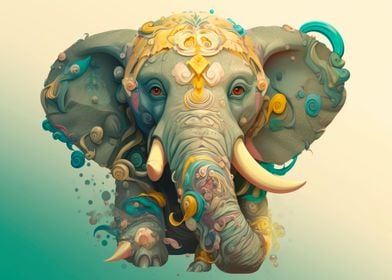 Cartoon style of elephant 