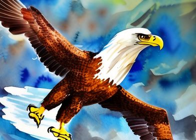 Eagle flying high in sky