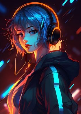 Cute Neon Anime Girl