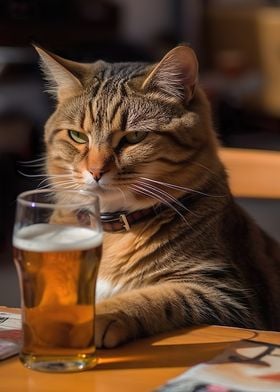 Beer drinking cat
