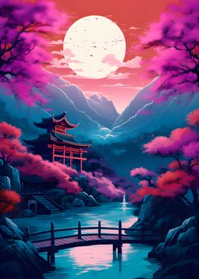 night illustration japanes