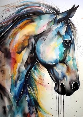 Wild Horse Watercolor Art