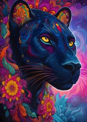 Panther with flower fur