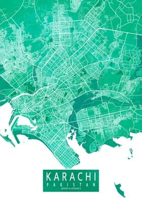 Karachi Map Watercolor