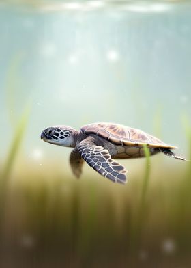 Graceful Swimming Turtle