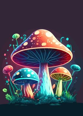 Funny psychedelic mushroom