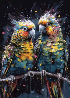 Cockatiels painting