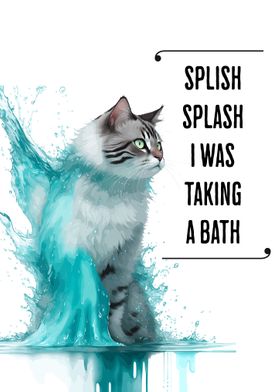 Splish Splash Cute Cat