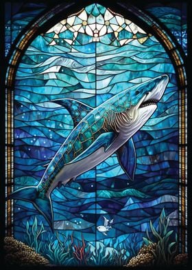 Shark Stained Glass
