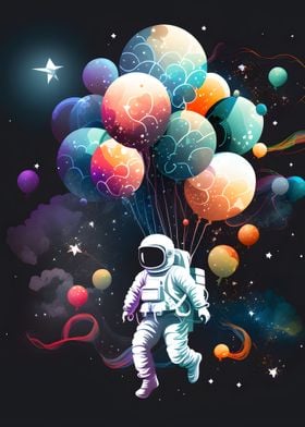 astronaut with balloons